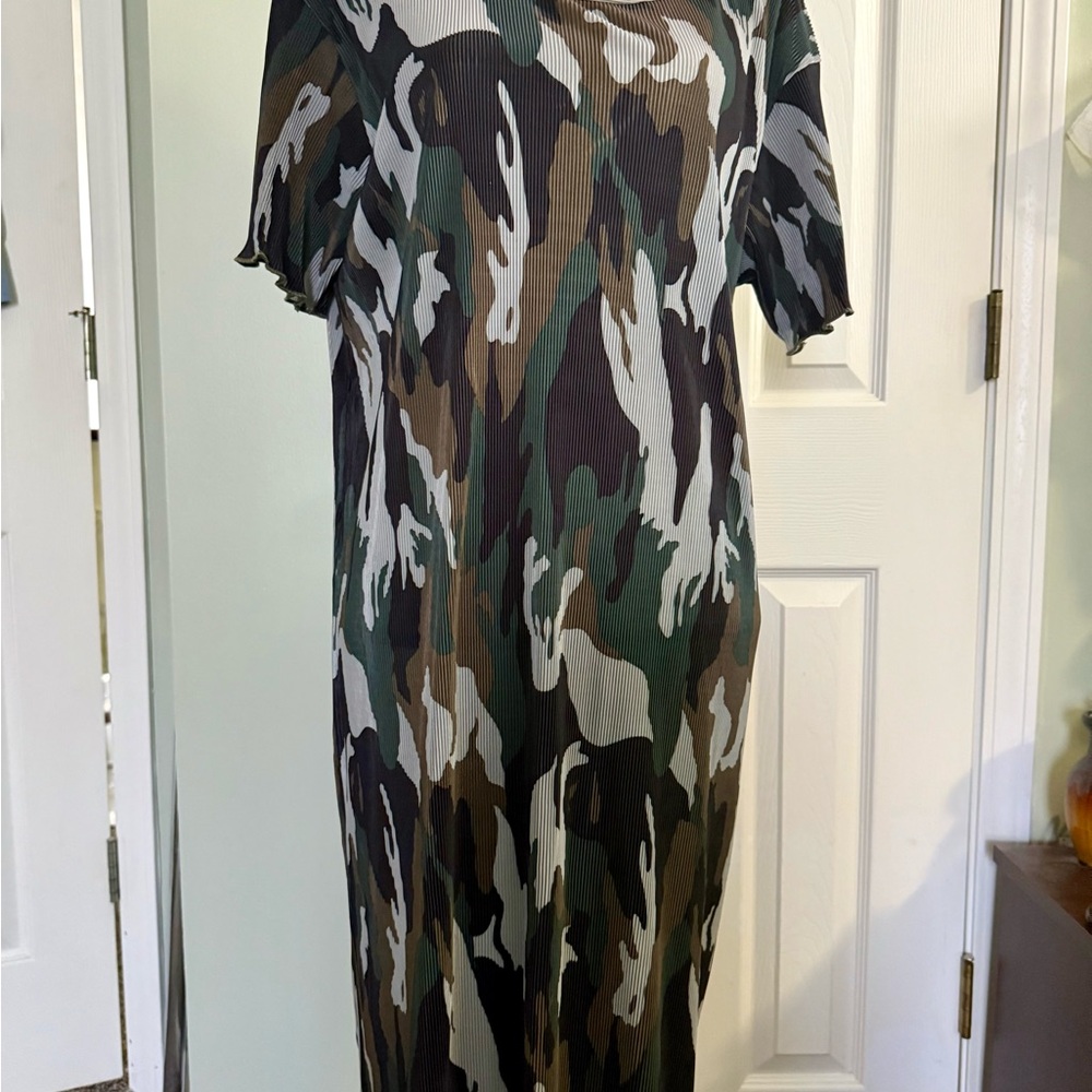 Camouflage Print Women's Dress 2XL